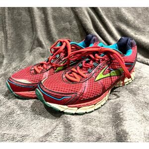 Brooks Adrenaline GTS 15 Women’s Athletic Running Shoes Size 10B Pink/Green/Blue